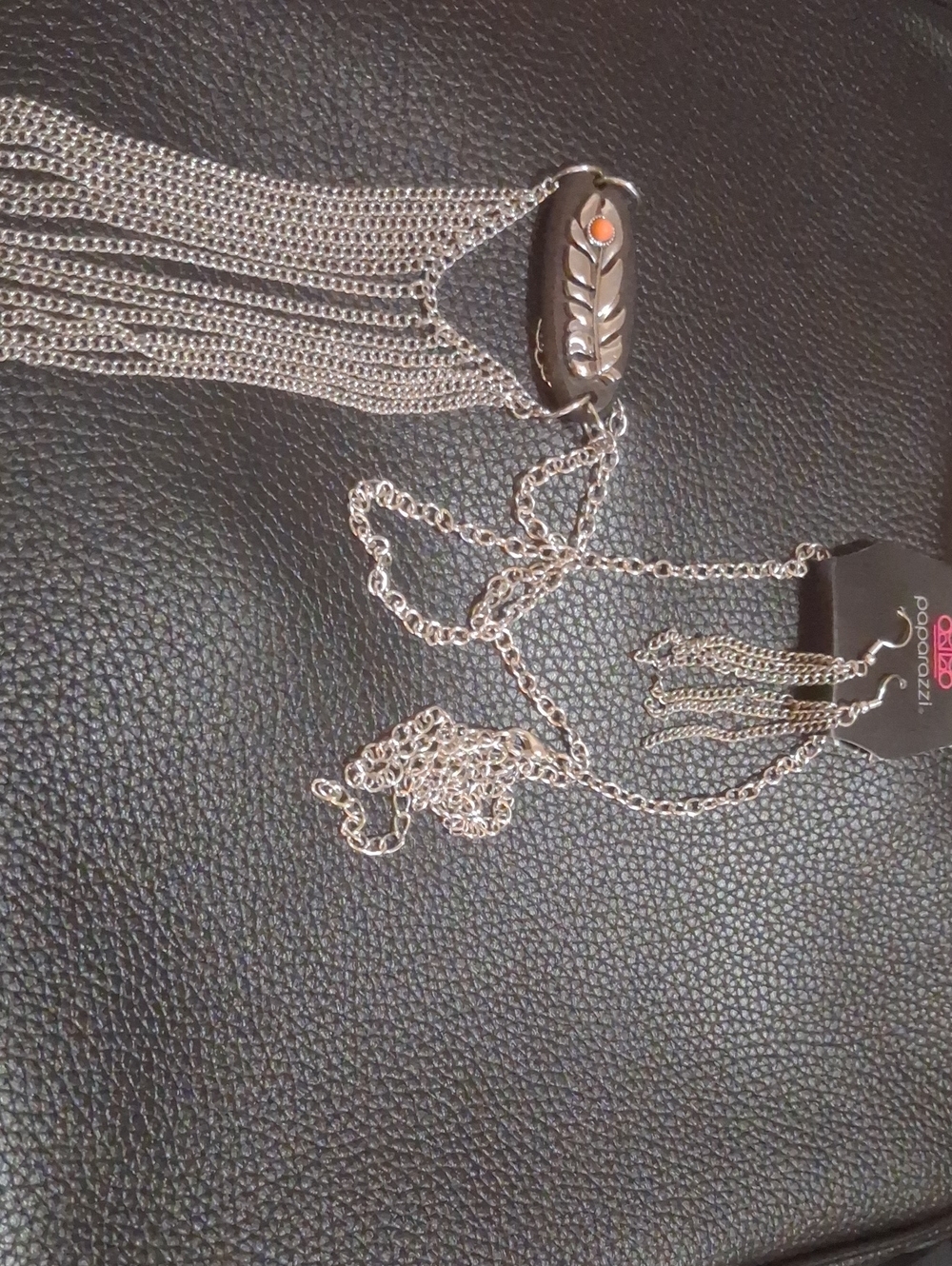 paparazzi Silver-Tone Leaf & Tassel Layered Necklace Set